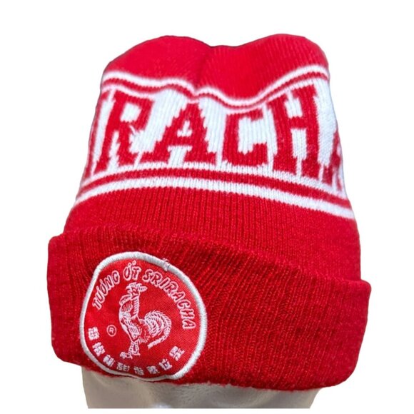 Sriracha Beanie Hot Sauce Logo Red White Winter Beanie Hat Cap Spicy Peppers - Picture 1 of 5